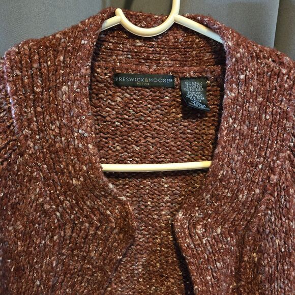Preswick & Moore Maroon Open Front Sweater Cardigan, Size PXL - Picture 5 of 5